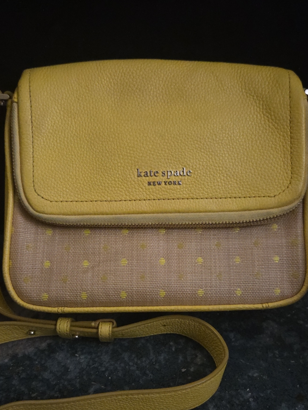 kate spade Yellow Pebbled Leather & Dot Front Shoulder Bag